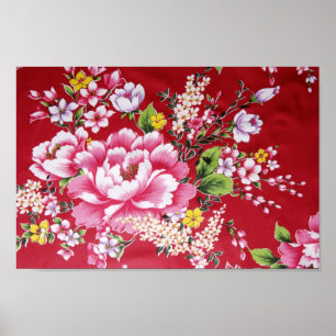 Poster Fleurs japonaises Kimono
