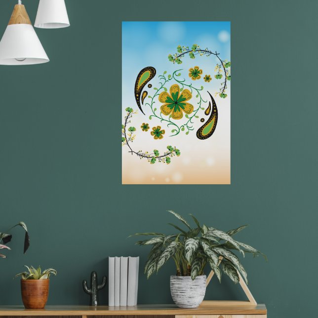 Poster Fleurs Jaunes Vertes Apaisantes (Salon 1)