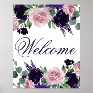 Poster Fleurs luxuriantes   Accueil rose violet et rose