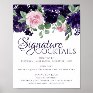 Poster Fleurs Luxuriantes Boissons Signature Violettes