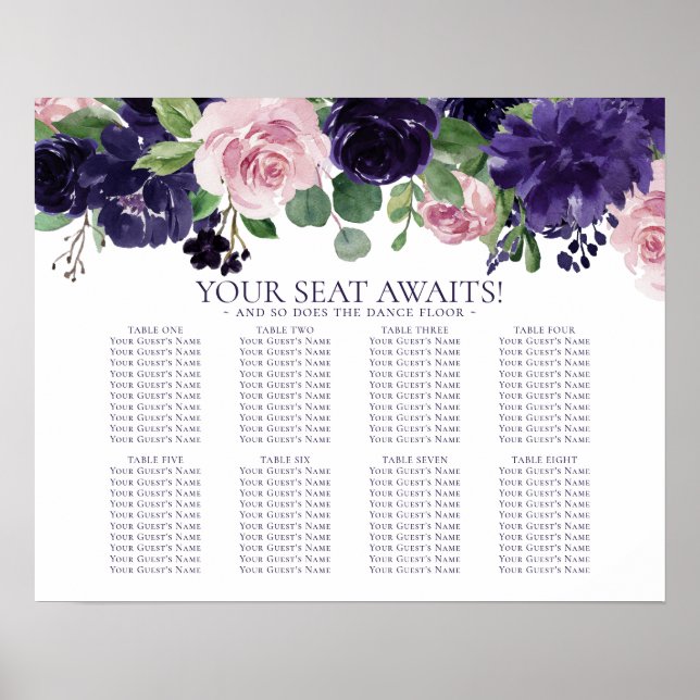 Poster Fleurs luxuriantes | Rose violet 10 Top Seating Ch (Devant)