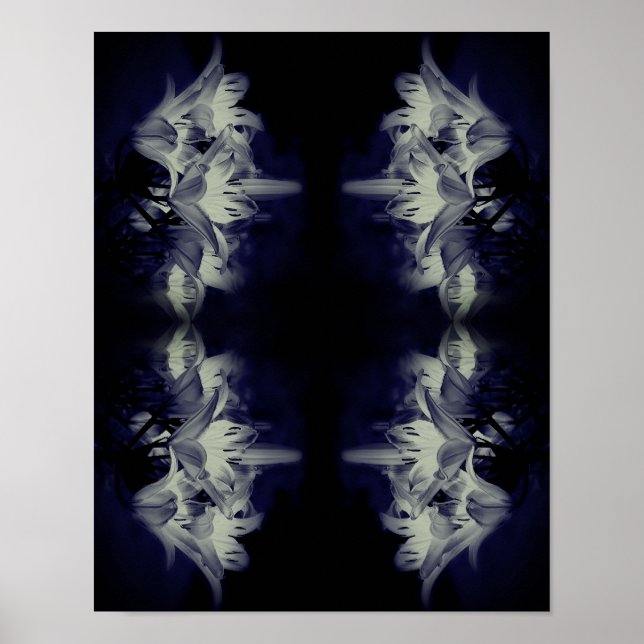 Poster Fleurs Lys En Noir Et Blanc Abstrait (Devant)