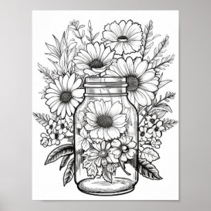 Poster Fleurs Mélangées En Colorant Jar