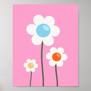 Poster Fleurs mignonnes roses