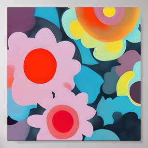 Poster Fleurs mod rétro