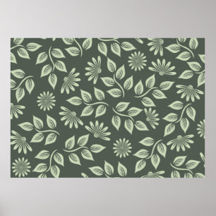 Poster Fleurs motif vert printemps