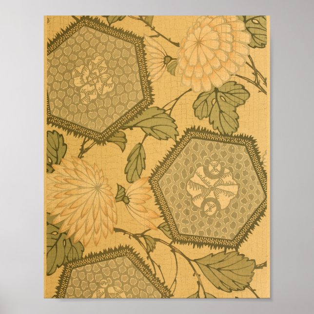 Poster Fleurs murales japonaises vintages (Devant)