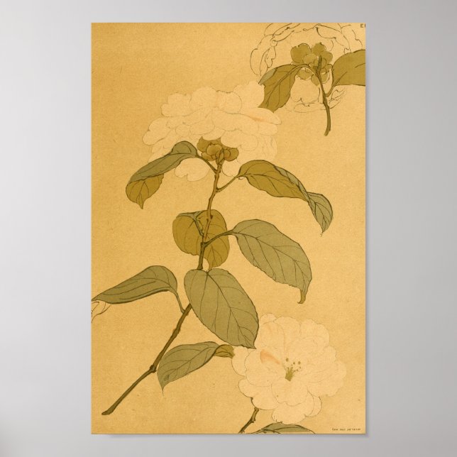 Poster Fleurs murales japonaises vintages (Devant)