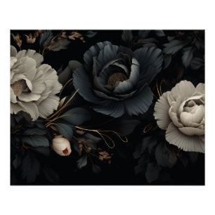 Poster Fleurs noires et blanches