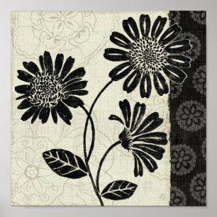 Poster Fleurs noires et blanches 2