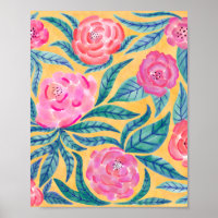 Fleurs orange rose Feuille Motif d'aquarelle