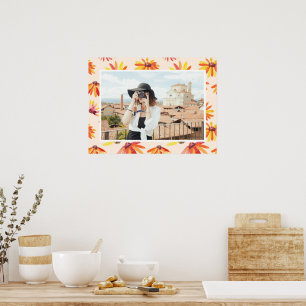 Poster Fleurs oranges peintes modernes photo personnalisé