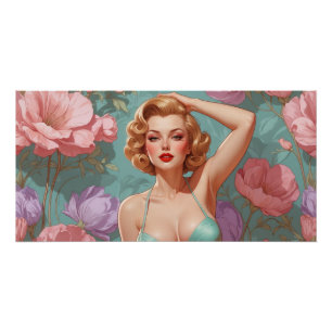 Poster Fleurs Pastel Blonde Pin Up