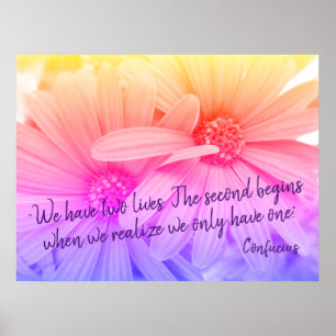 Poster Fleurs pastel colorées Daisies Citation de Confuci