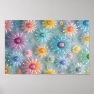 Poster Fleurs pastel translucides gaies