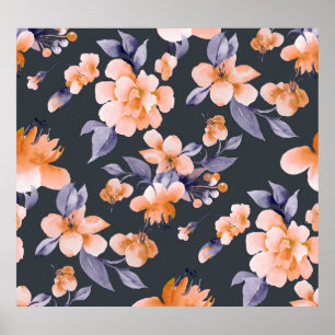 Poster Fleurs peintes Arrière - plan sans couture