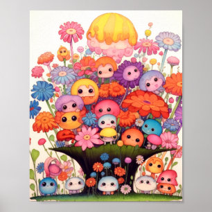 Poster Fleurs personnalisées, colorées, mignonnes