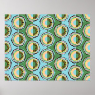 Poster fleurs pliées étoiles motif sans couture en blu ré