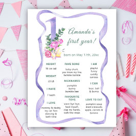 Poster Fleurs Premier anniversaire Jalon Anniversaire