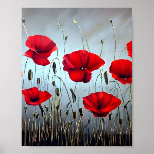 Poster Fleurs Red Poppies Art