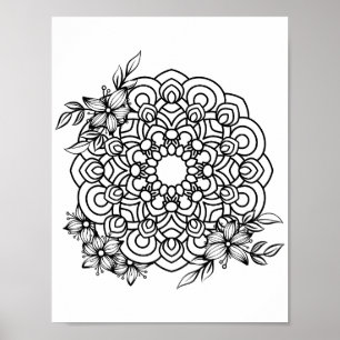 Poster Fleurs romantiques - Page de coloration avancée
