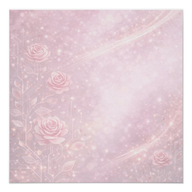 Poster Fleurs rose et gris perle en art IA  (Devant)