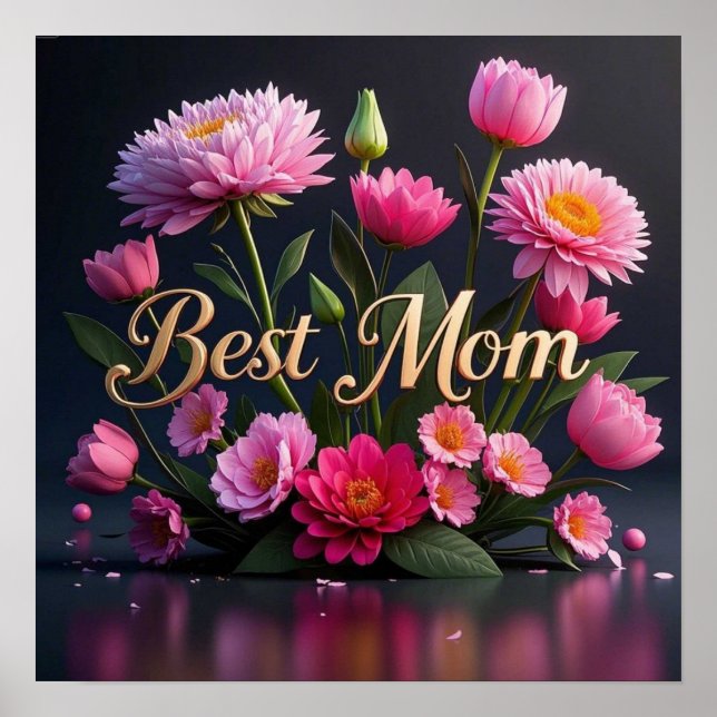Poster Fleurs Rose Glamour Pour Maman (Devant)