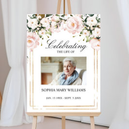 Poster Fleurs rose vif Photo Funérailles commémoratives