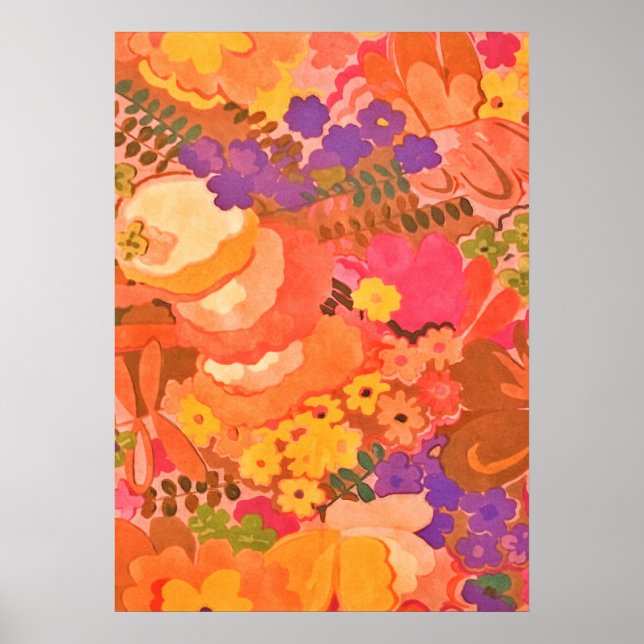 Poster Fleurs rose vintage Aquarelle botanique (Devant)