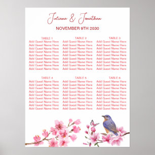 Poster Fleurs roses Aquarelle Mariage féminine