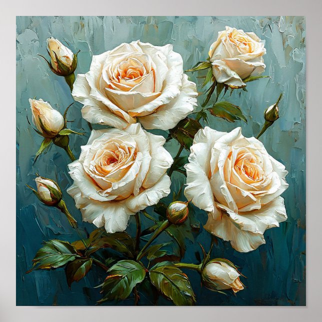 Poster Fleurs roses blanches (Devant)
