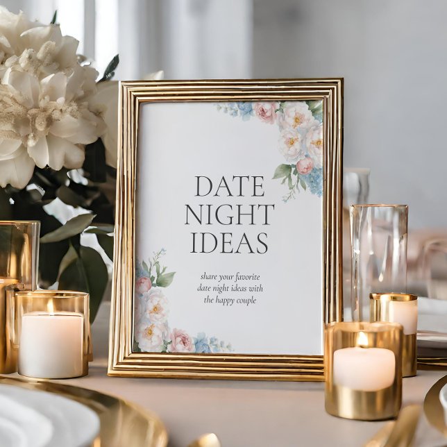 Poster FLEURS ROSES BLEU Fête des mariées Combien de bais (Créateur téléchargé)