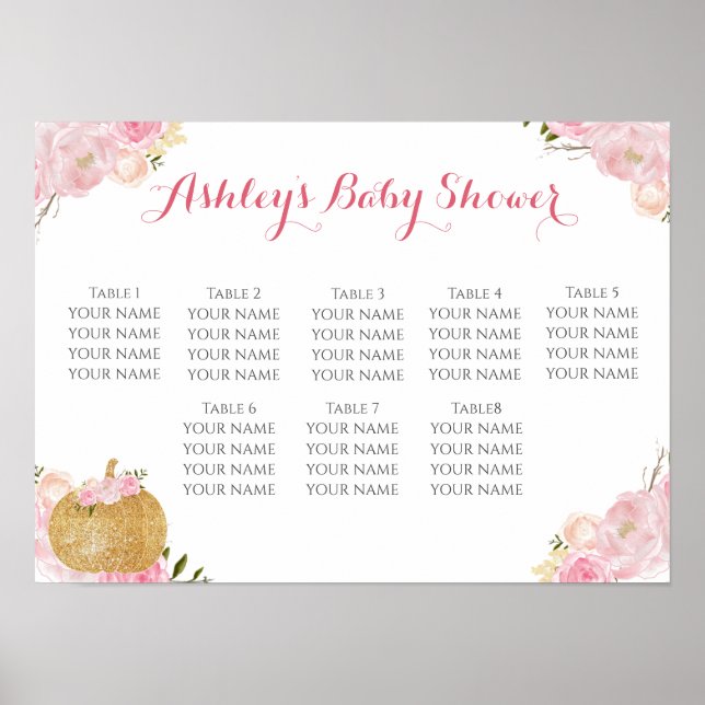 Poster fleurs roses Carte de siège (Devant)