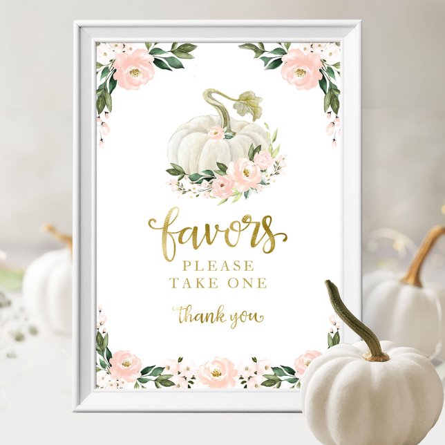 Poster Fleurs roses Chute Citrouille Faveur Baby shower S (Créateur téléchargé)