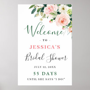 Poster Fleurs Roses Élégantes Bohème pour une Mariée