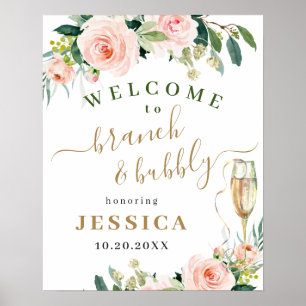 Poster Fleurs Roses Élégantes et Pâles Mariage Bohème