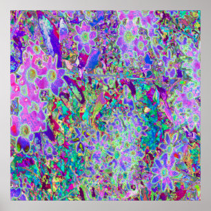 Poster Fleurs roses et violettes abstraites psychédélique
