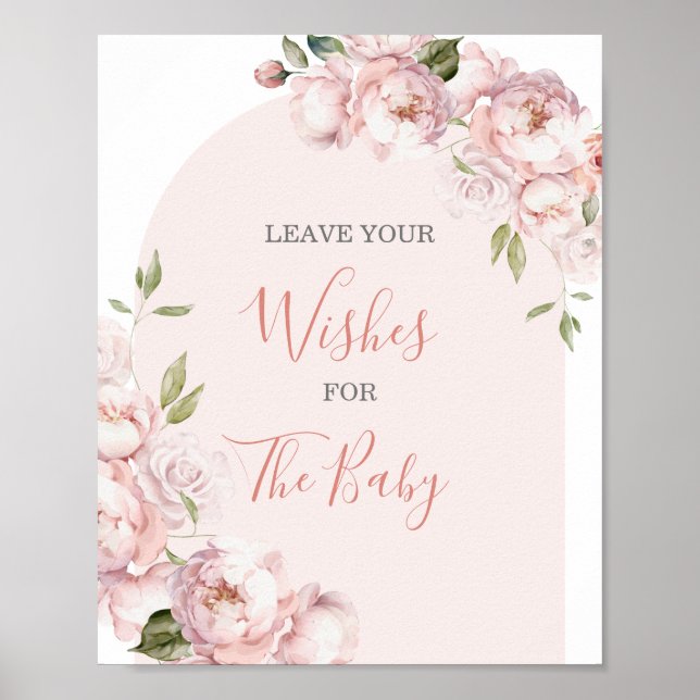 Poster Fleurs Roses Fille Bébé En Fleur Laissez Vos Voeux (Devant)