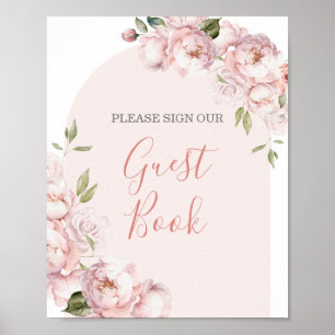 Poster Fleurs Roses Fille Bébé En Fleur Livre D'Invité