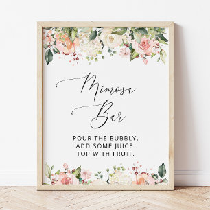 Poster Fleurs roses, fleurs blanches, Bohème, Bar à Mimos
