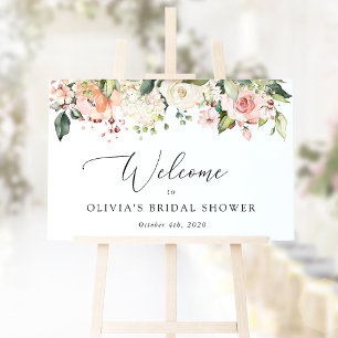 Poster Fleurs roses, Fleurs blanches, Bohème, Bienvenue d