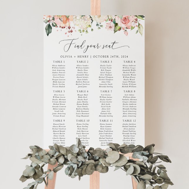 Poster Fleurs roses, Fleurs blanches, Plan de table de ma (Créateur téléchargé)