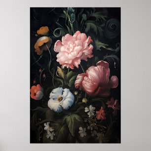 Poster Fleurs Roses Magiques dans un Jardin Imprimé, Bota