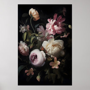 Poster Fleurs Roses Magiques dans un Jardin Imprimé, Bota