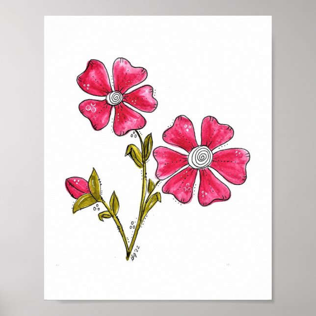 Poster Fleurs roses mignonnes (Devant)