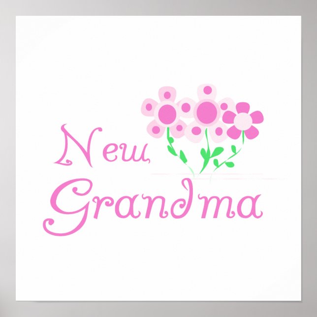 Poster Fleurs roses Nouveaux cadeaux grand-mère (Devant)