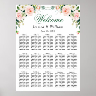 Poster Fleurs roses rousses 15 Tables Mariage GRAPHIQUE D