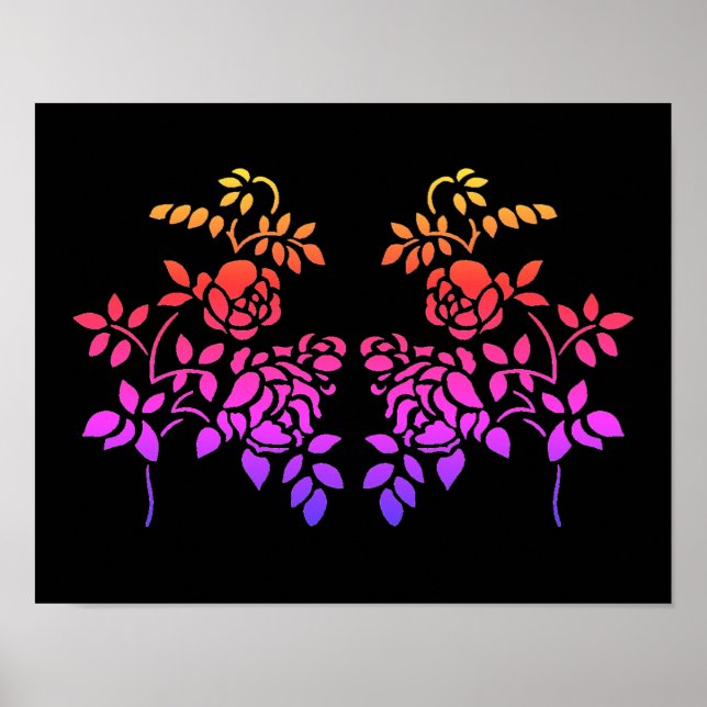 Poster Fleurs Roses tendues Couleurs Abstraites (Devant)