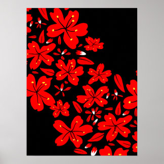 Poster Fleurs rouges