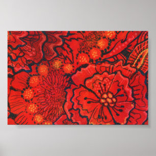 Poster Fleurs rouges, Fleur irky Abstrait Art Floral